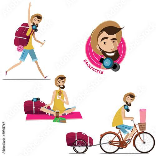 Set of backpackers