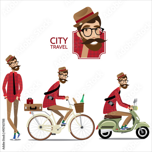 Set of city travelers