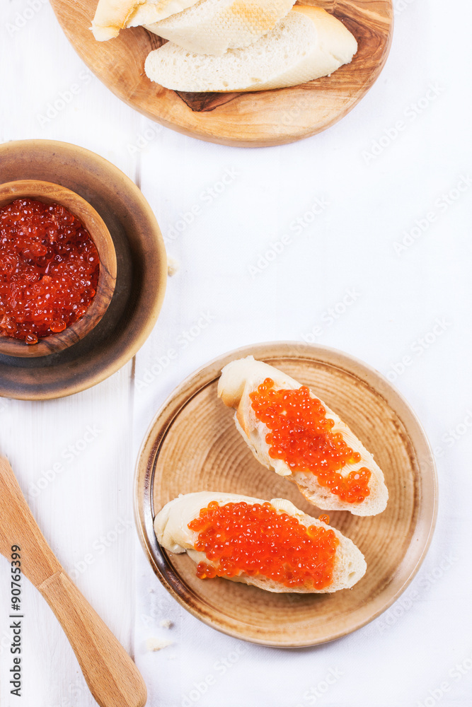 Sandwich with red caviar