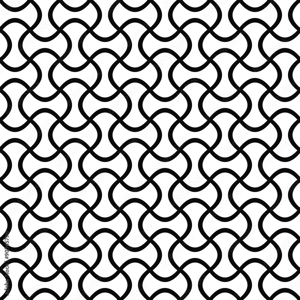 Repeating black white curved grid pattern Repeating black white curved grid pattern