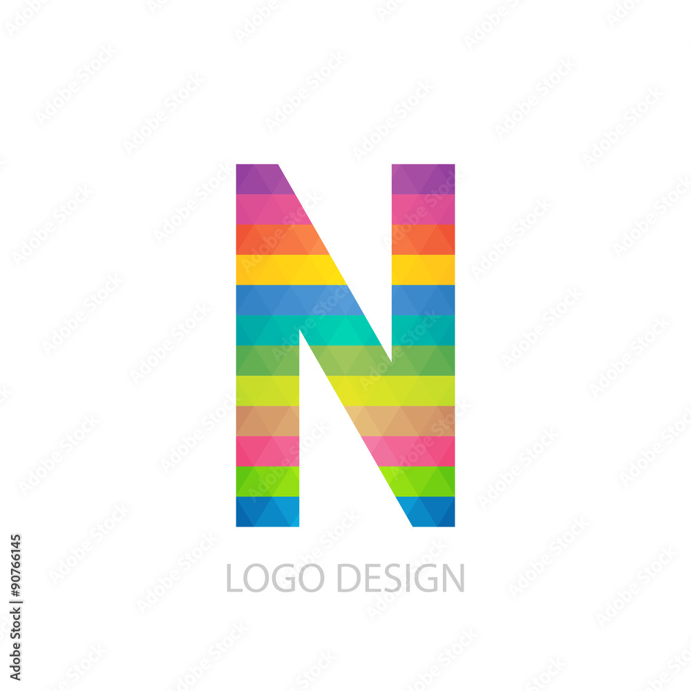 Vector illustration of colorful logo letter n