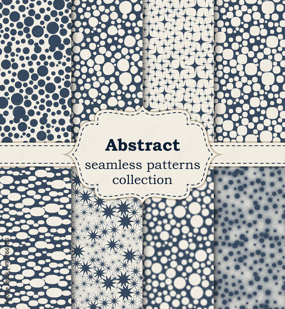 Vector illustration of abstract seamless patterns.