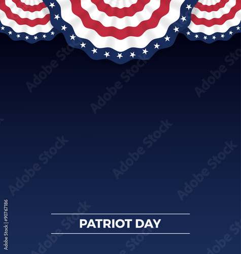 Patriot day, web banner and background design with wavy flag. Vector illustration