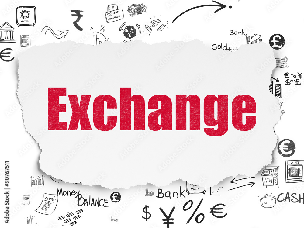 Fototapeta premium Currency concept: Exchange on Torn Paper background
