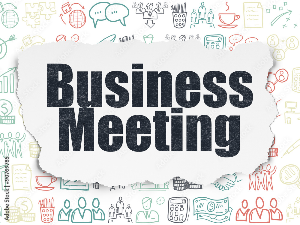 Finance concept: Business Meeting on Torn Paper background