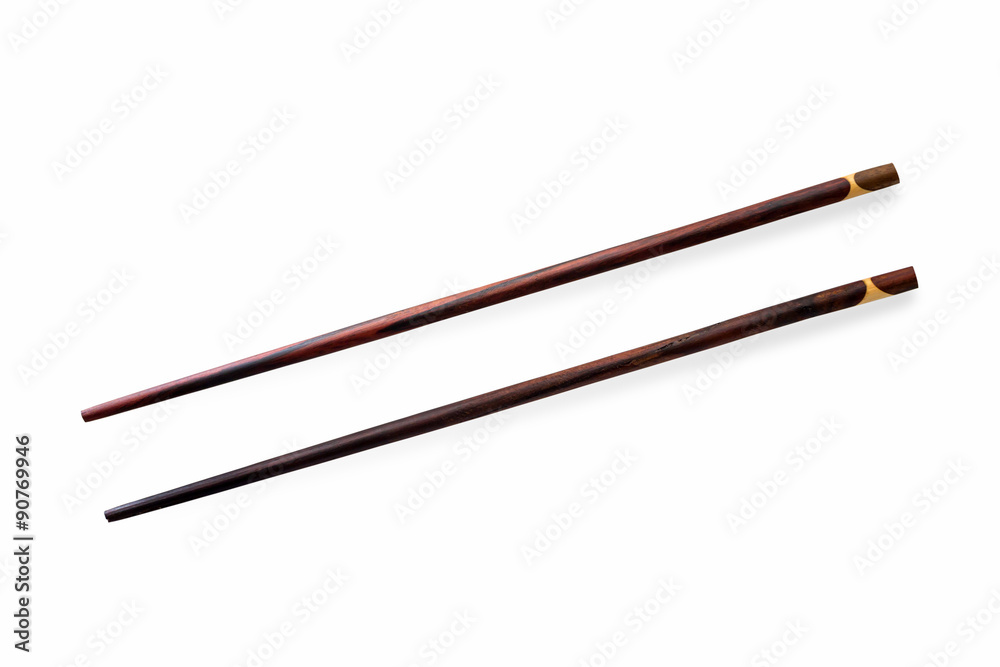Wooden chopsticks, isolated on white background