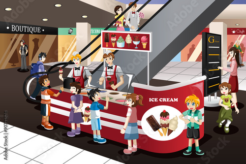 Kids Waiting in Line for Ice Cream