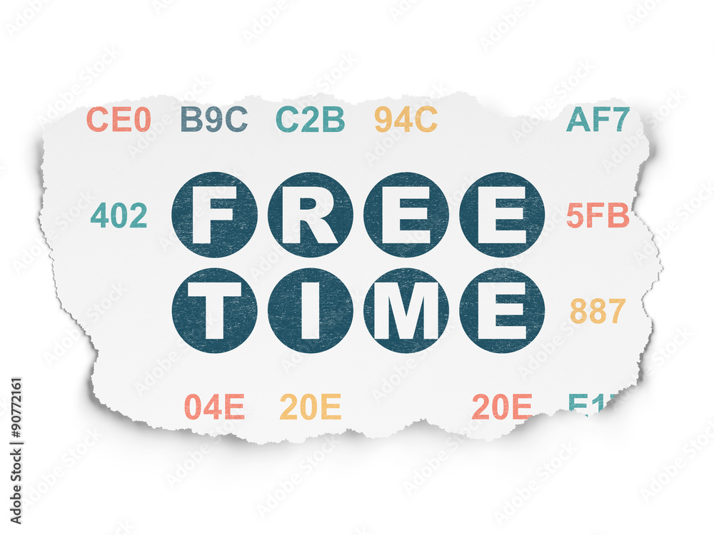 Time concept: Free Time on Torn Paper background Time concept: Free Time on Torn Paper background