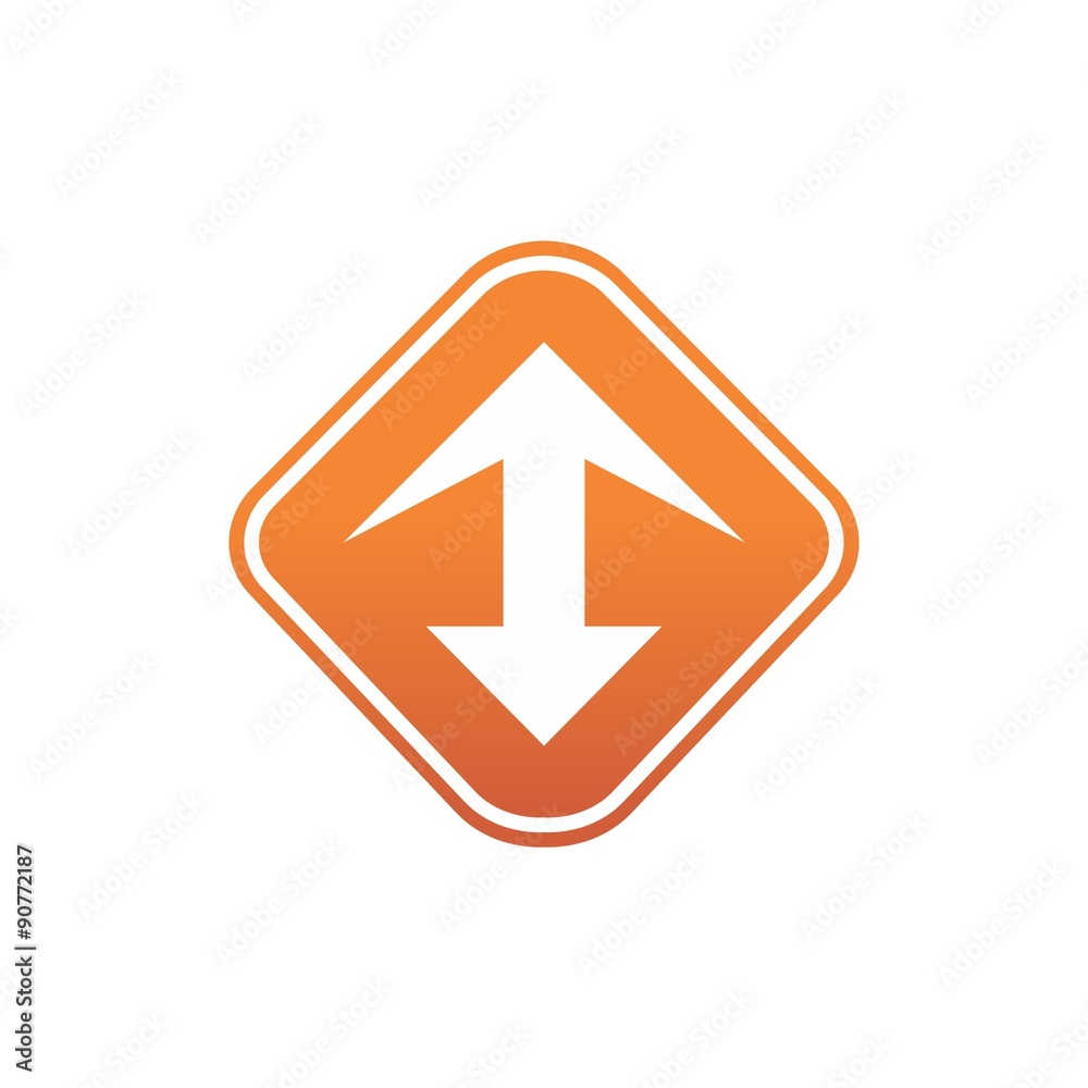 Orange Diamond Sign with Dynamic Directions Arrows, Up and Down Movement Symbol Orange Diamond Sign with Dynamic Directions Arrows, Up and Down Movement Symbol