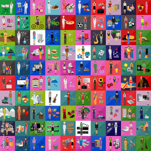 Flat Women - Different Occupation Set. Collection Of Colorful Icons. For Web, Websites, Print, Presentation Templates, Mobile Applications And Promotional Materials - Vector Illustration