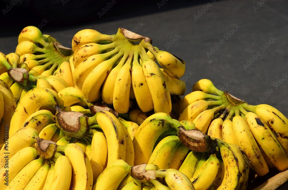Bunch of bananas on basket