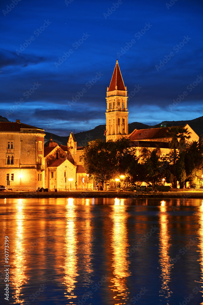 Old town of Trogir in Dalmatia, Croatia by night