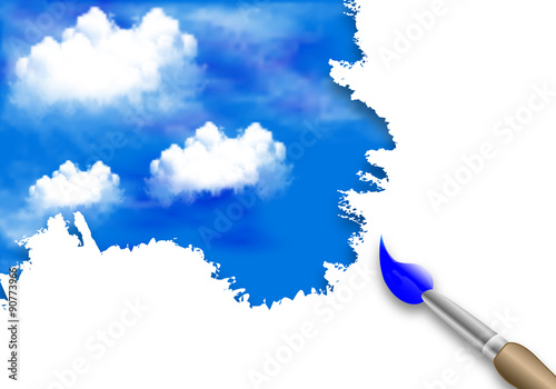brush painting of clouds in the sky