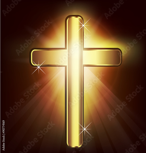 Vector Christianity symbol golden Cross