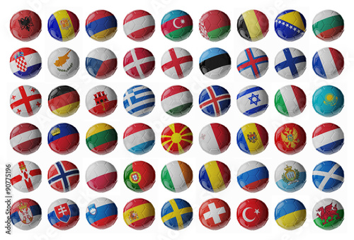 Set of Europe soccer balls