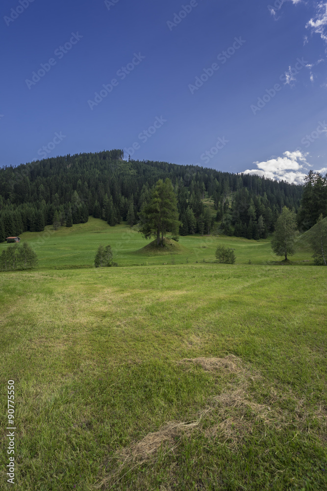 Obernberg am Brenner with austrian alps on background Obernberg am Brenner with austrian alps on background