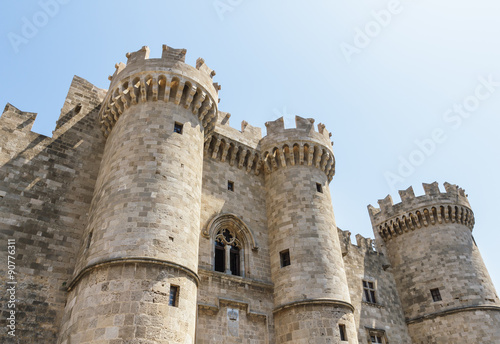 Front of the Grand Master of the Knights of Rhodes, a medieval castle of the Hospitaller Knights on the island of Rhodes, Greece. 