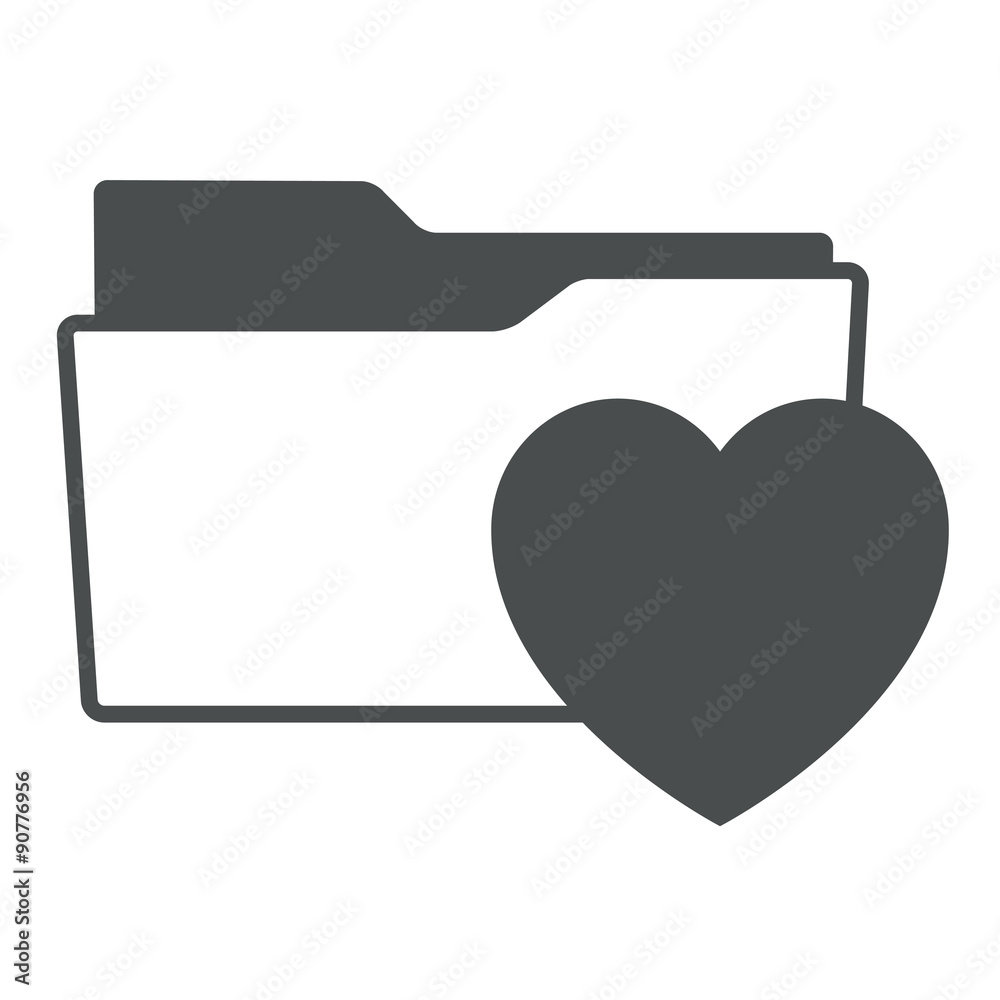 Icono aislado expediente simbolo corazon gris Icono aislado expediente simbolo corazon gris