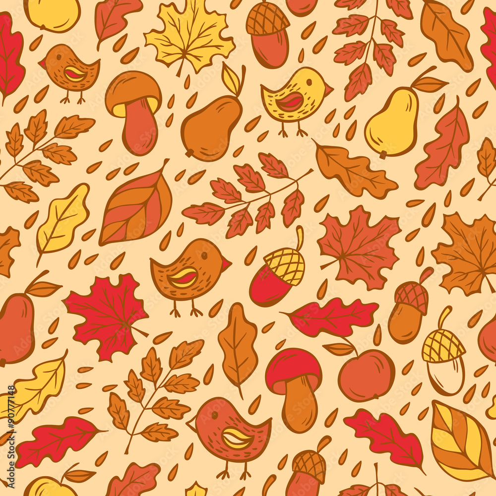 Autumn doodles pattern