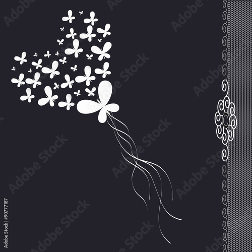 Vector wedding card with the image of butterflies