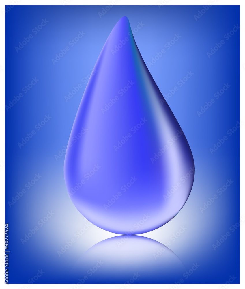 Blue realistic vector water drop on blue background. Blue realistic vector water drop on blue background.