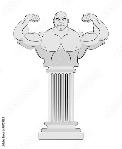 Pedestal with body of athlete. Greek column with a strong man. V