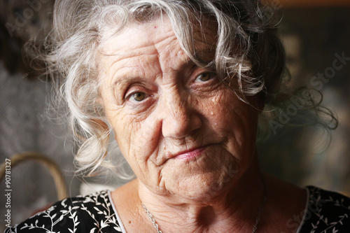 Granny face on a dark background
