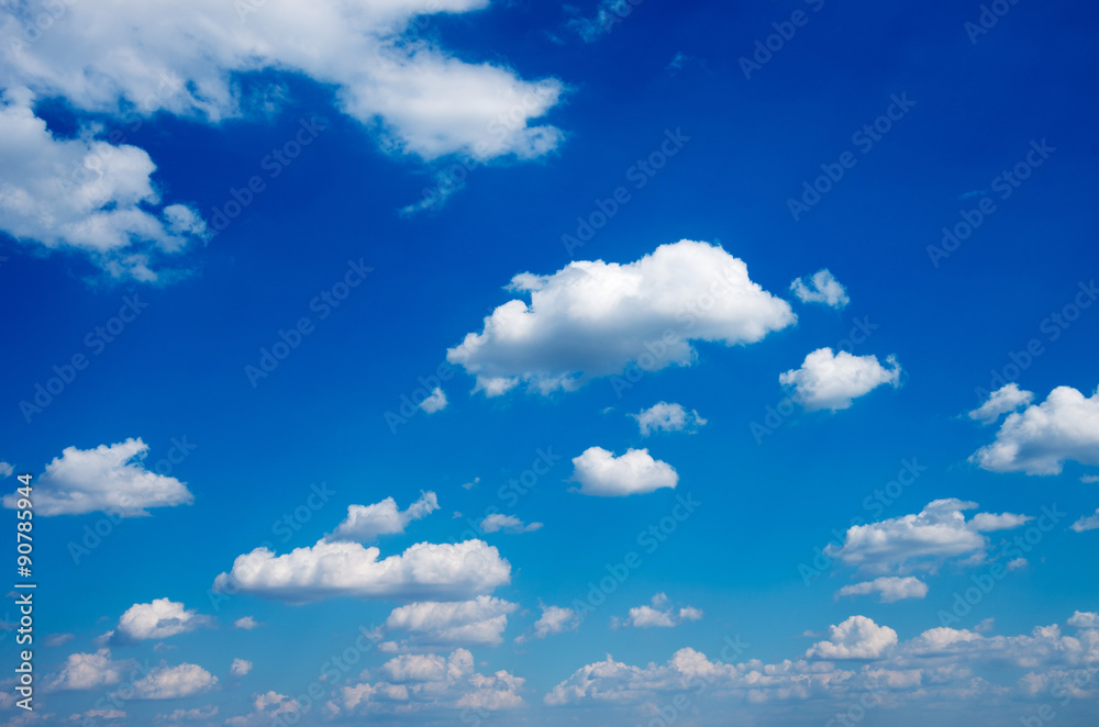 White clouds in blue sky.