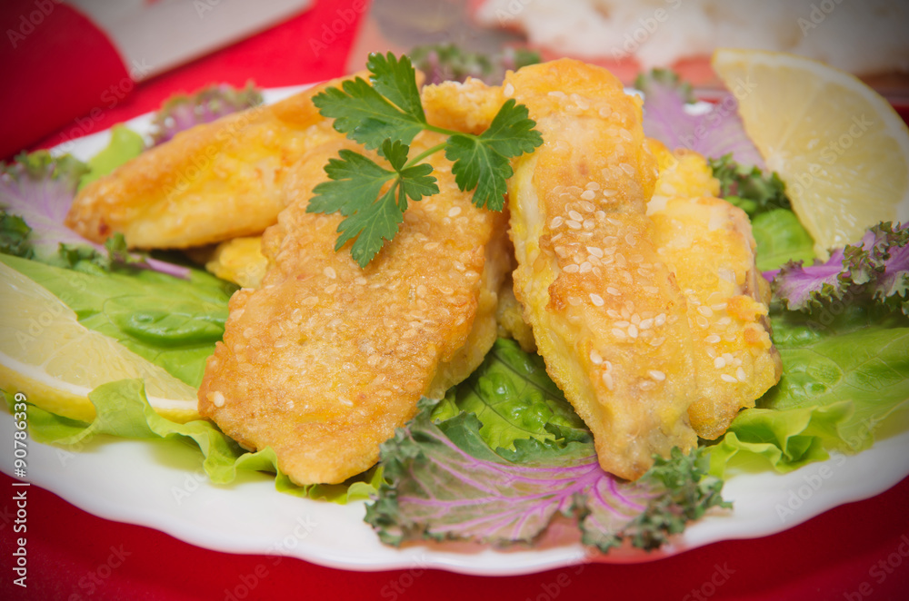 Delicious spiced catfish escalope in sesame Delicious spiced catfish escalope in sesame