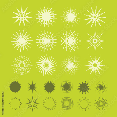 Beautiful line and silhouette geometrical poly gram stars icons set