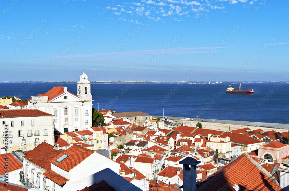 Alfama district with the river in the background, Lisbon