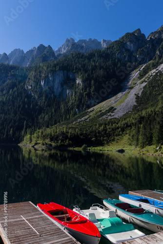 Beautiful landscape of mountains and lake on summertime, Gosausee lake, Alps, Austria, Europe. © daliu