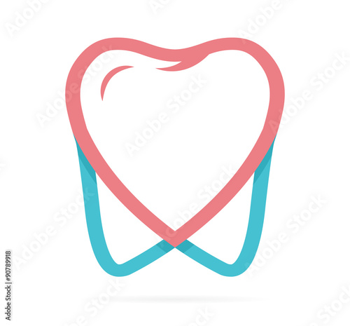 Logo combination of heart and tooth