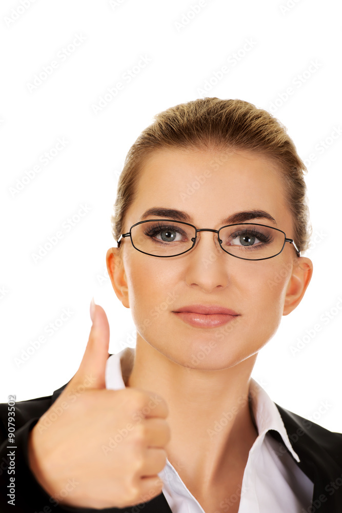 Happy smiling business woman with ok hand sign Happy smiling business woman with ok hand sign