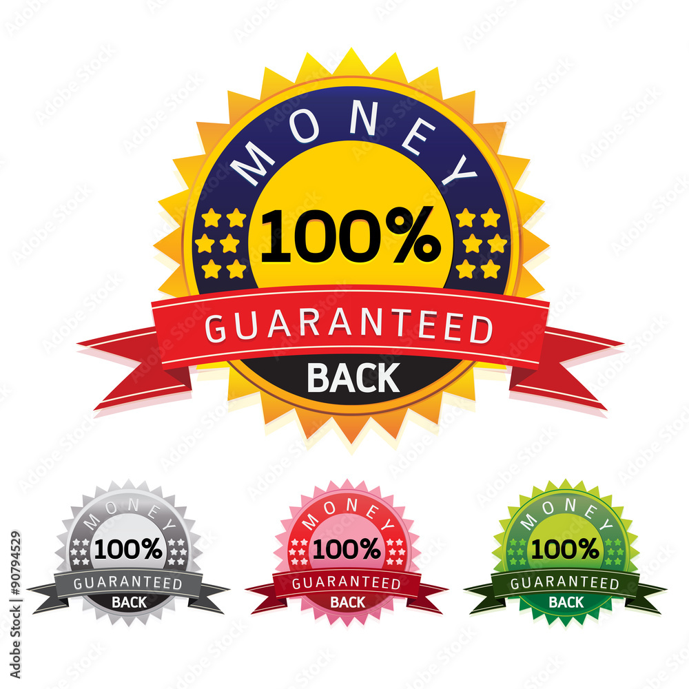 vector money back guarantee gold sign labele on white background