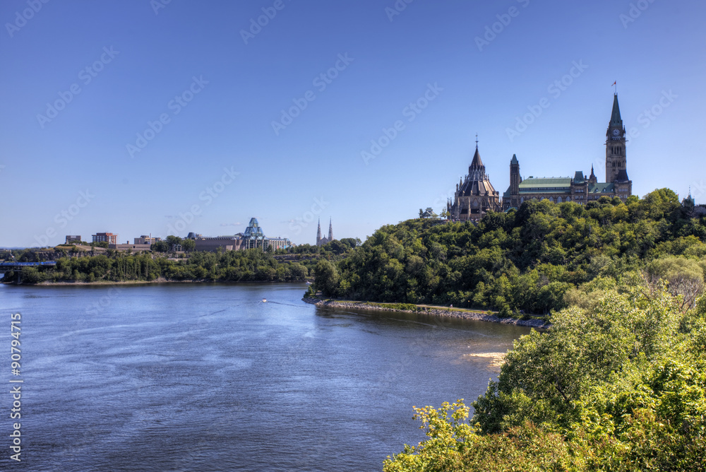 Canada's Parliament buildings seen above the Ottawa River Canada's Parliament buildings seen above the Ottawa River