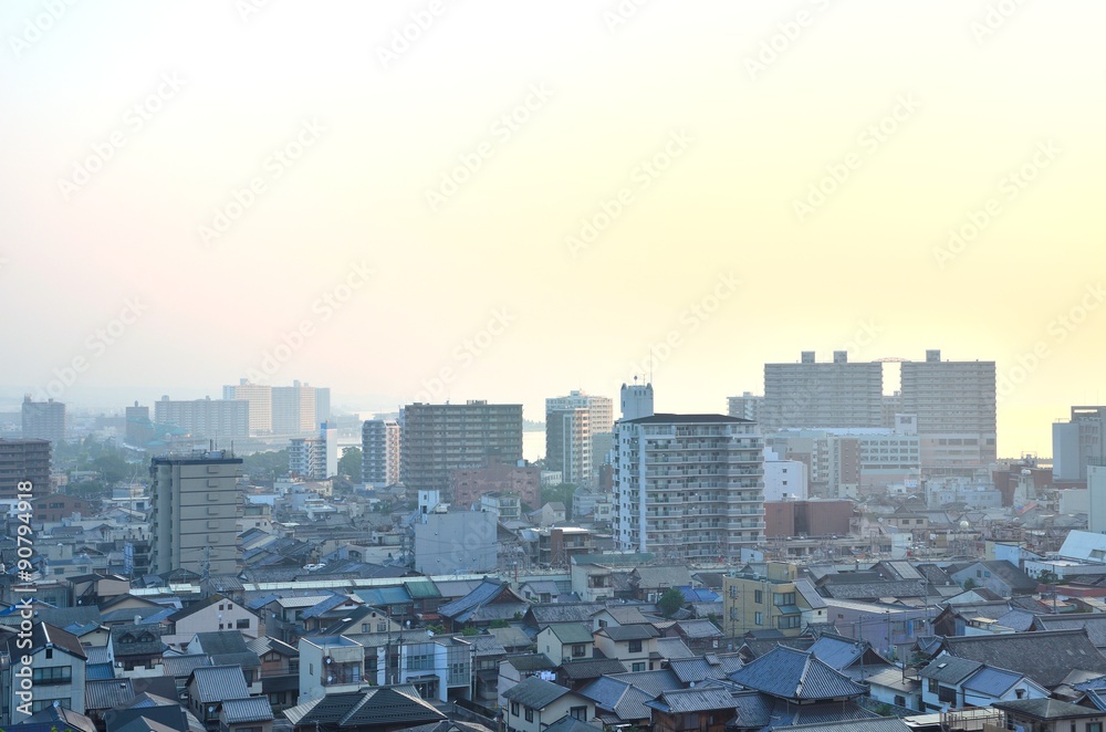 Obraz premium Krajobraz miasta Otsu