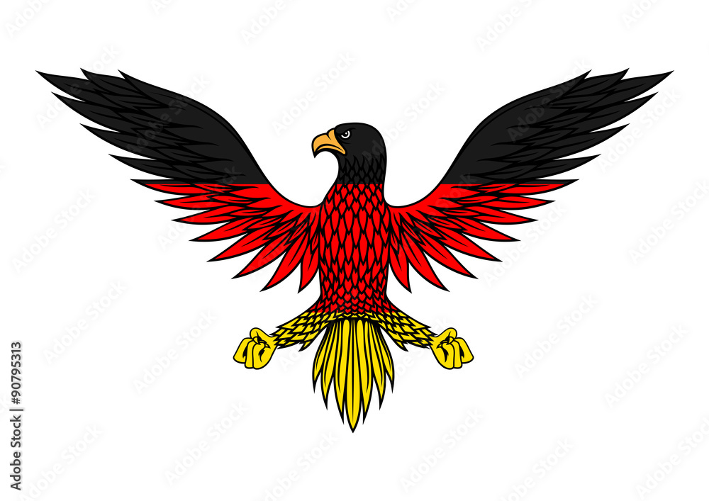 Naklejka premium Orzeł niemiecki w kolorach flagi