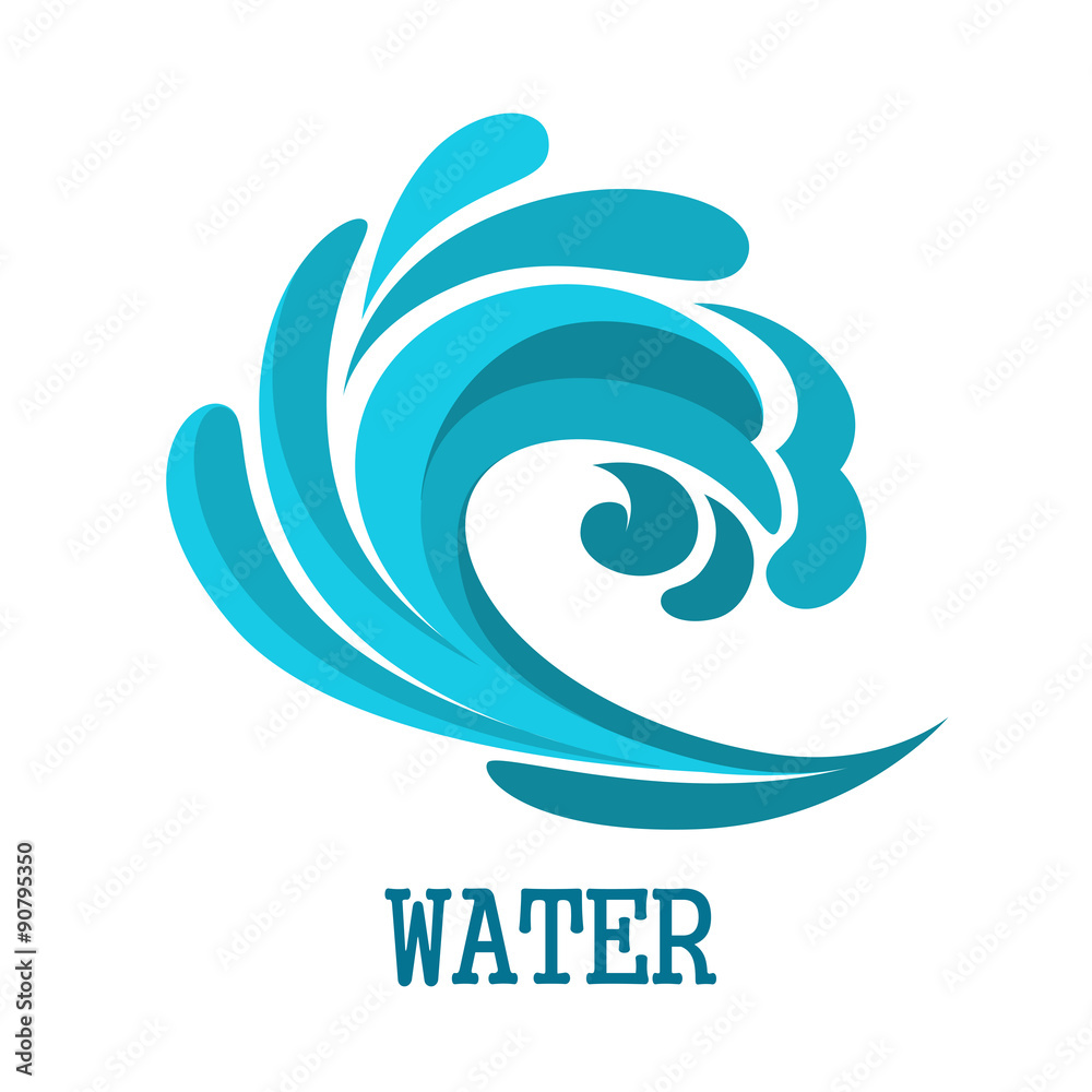 Blue curly ocean wave symbol Blue curly ocean wave symbol
