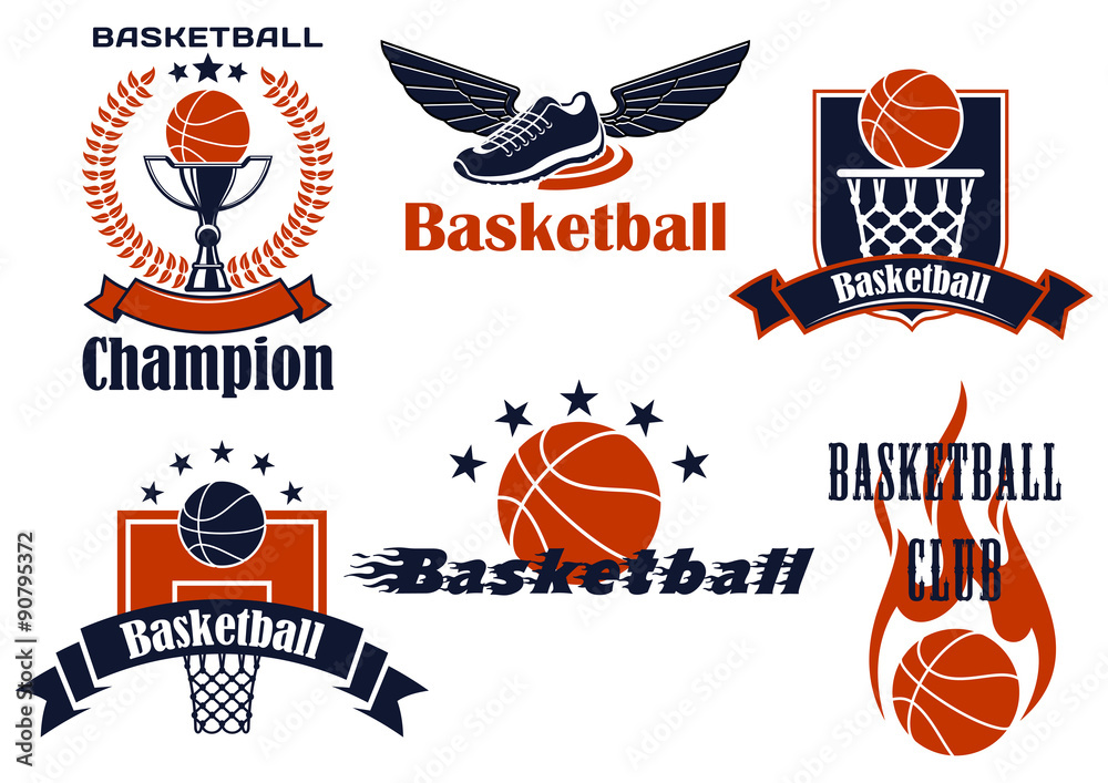 Basketball icons with shoes and balls Basketball icons with shoes and balls