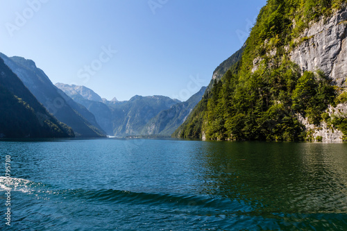 Alpine mountain lake Obersee in Summer  Konigsee National Park  Bayern  Germany 