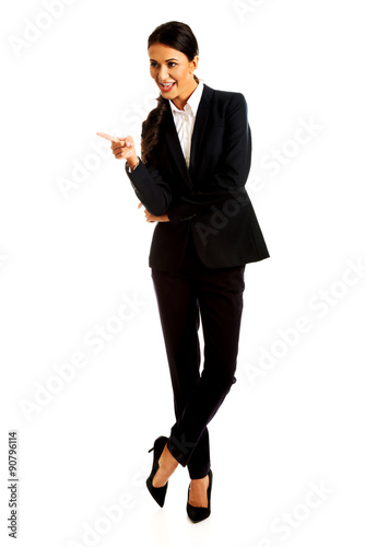 Businesswoman pointing on something