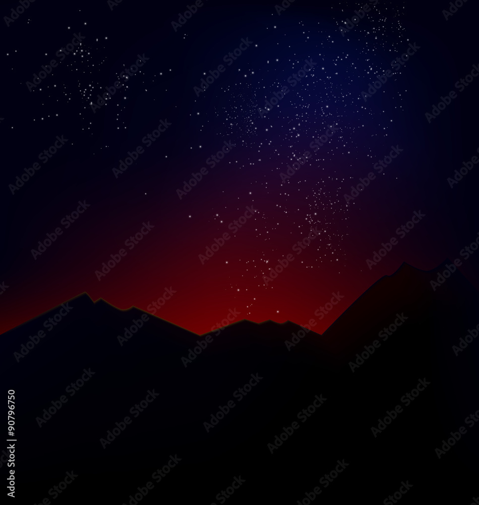 Fototapeta mountain landscape with the cosmic horizon