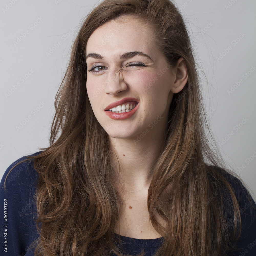 confident 20s brunette winking for success confident 20s brunette winking for success