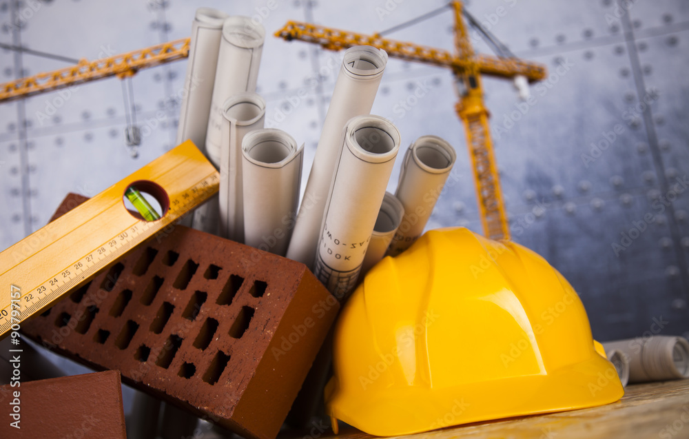 Fototapeta premium Construction equipment and building concept