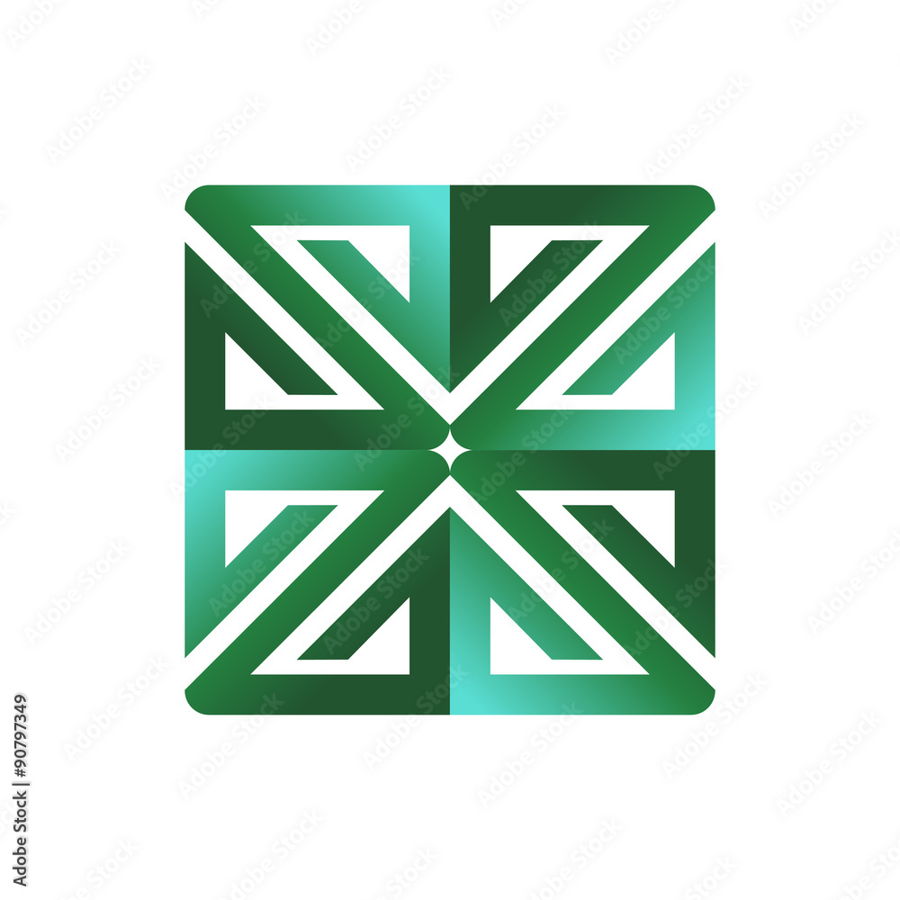 Green Square Jewel Mosaic Vector Pattern