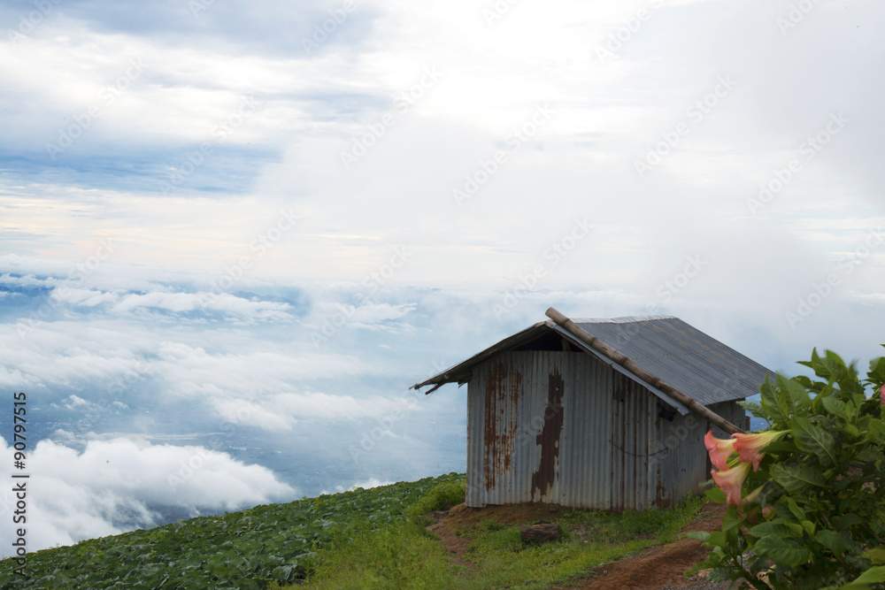 Hut at the top of mountain
