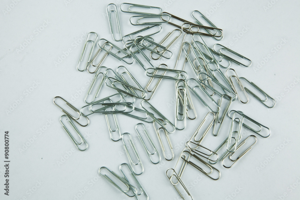 Paper Clips arranged in messy way with isolated white background for add-in Text