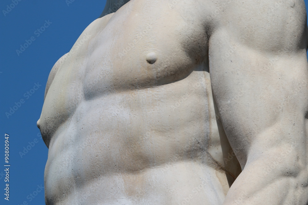 Fototapeta premium Detail of the statue of the muscular torso and arm