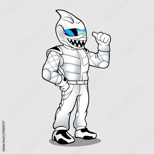 Race car driver helmet shark